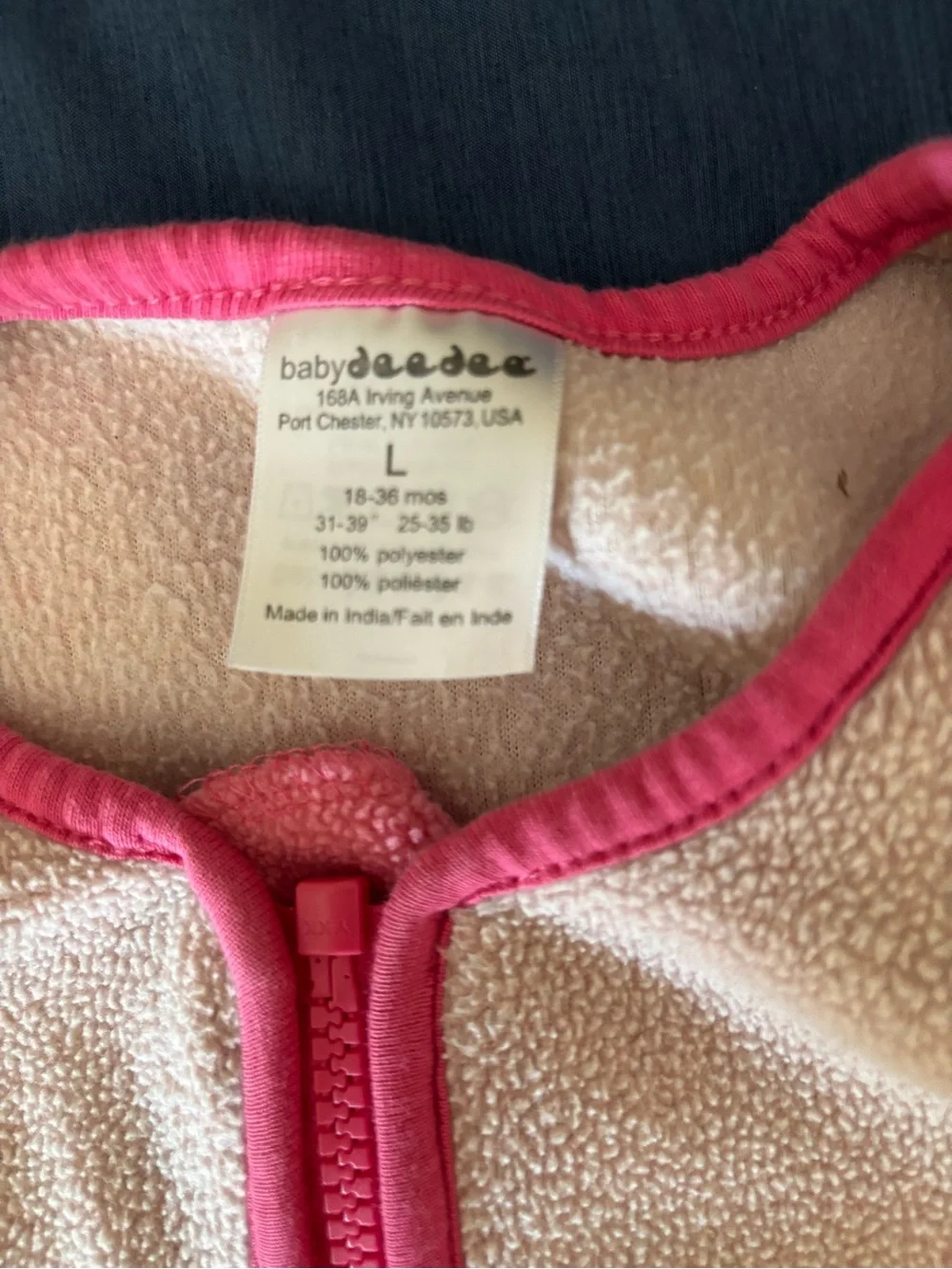 Baby Deedee Pink Fleece Sleep Sack with Hot Pink Trim